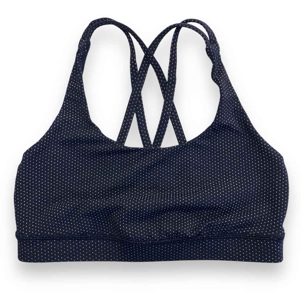 Lululemon Sz 6 Energy Bra in Pacific Pointe Jacquard True Navy Onyx Blue